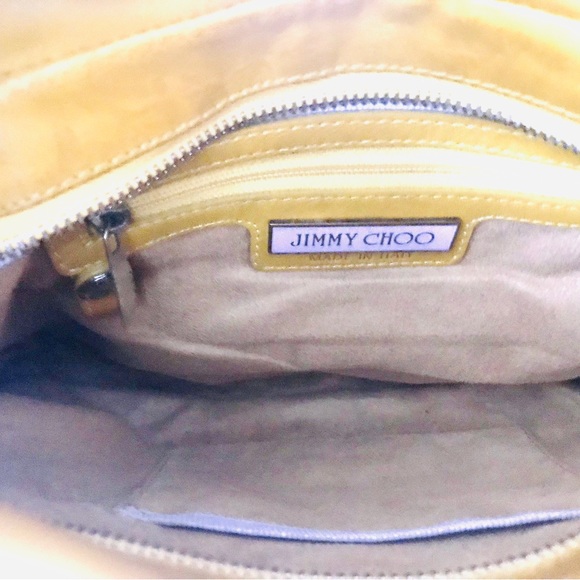 JIMMY CHOO INA NAPPA FRINGED MUSTARD YELLOW LEATHER CLUTCH (AUTHENTIC) - Picture 4 of 12